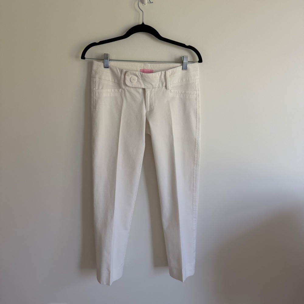 Lilly Pulitzer Kelly Ankle Pants White Stretch Cotton Low Rise Trousers Size 4